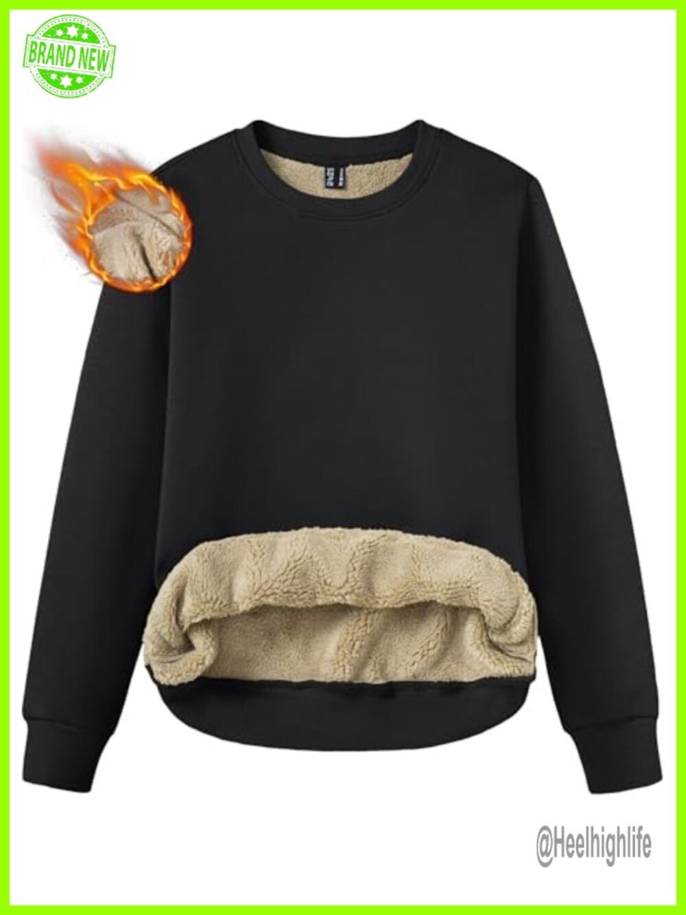 Fleece Lined Crewneck Sherpa Pullover Thermal Sweatshirt